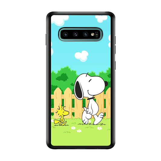 Snoopy Morning Walk Samsung Galaxy S10 Plus Case