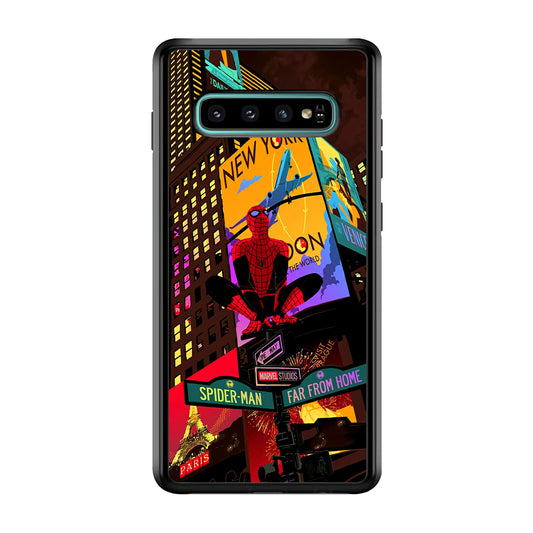 Spiderman Landscape of Night Town Samsung Galaxy S10 Plus Case