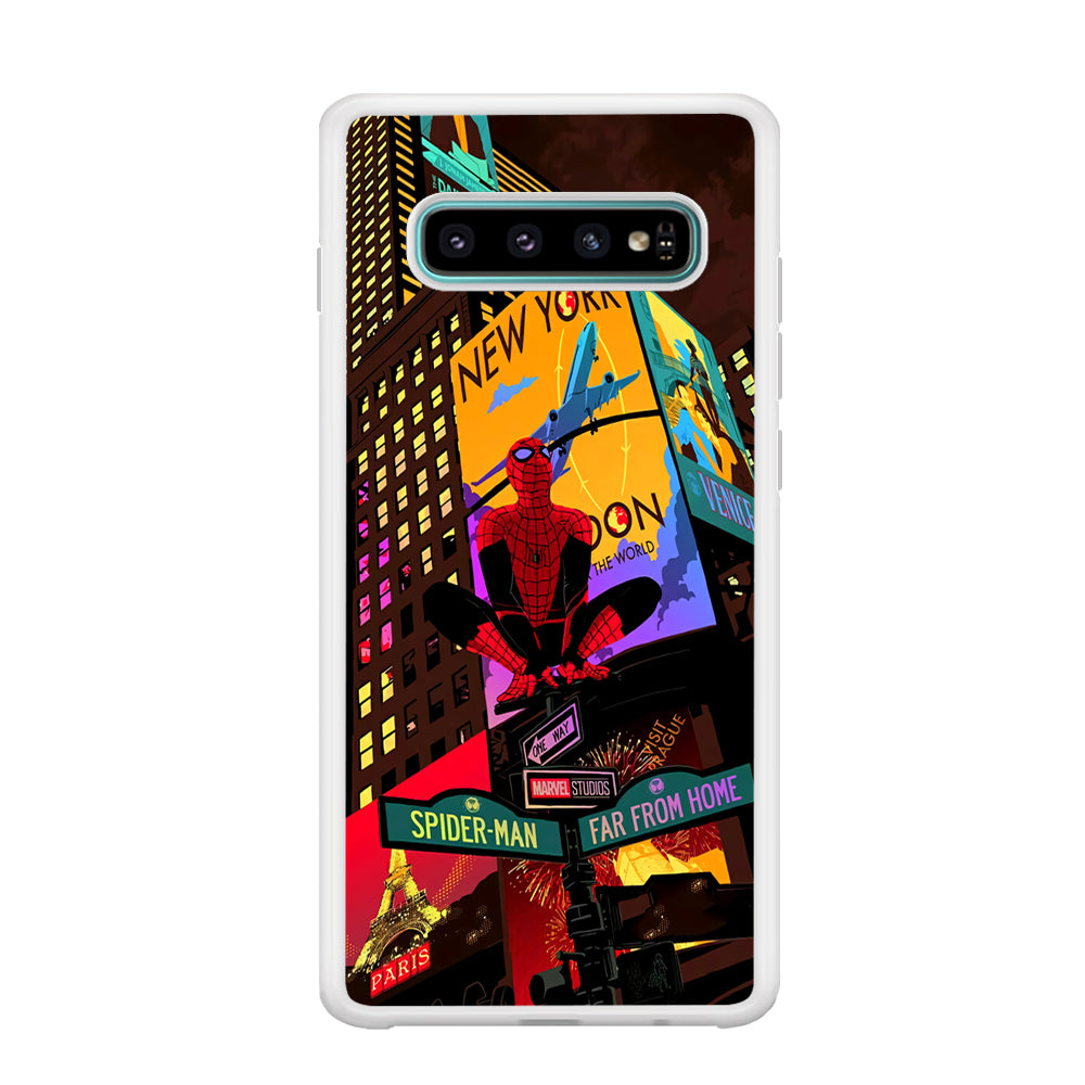 Spiderman Landscape of Night Town Samsung Galaxy S10 Plus Case
