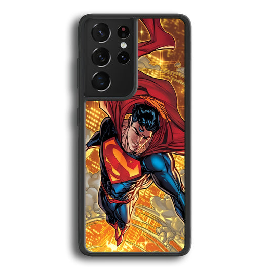 Superman Flying Through The City Samsung Galaxy S21 Ultra Case