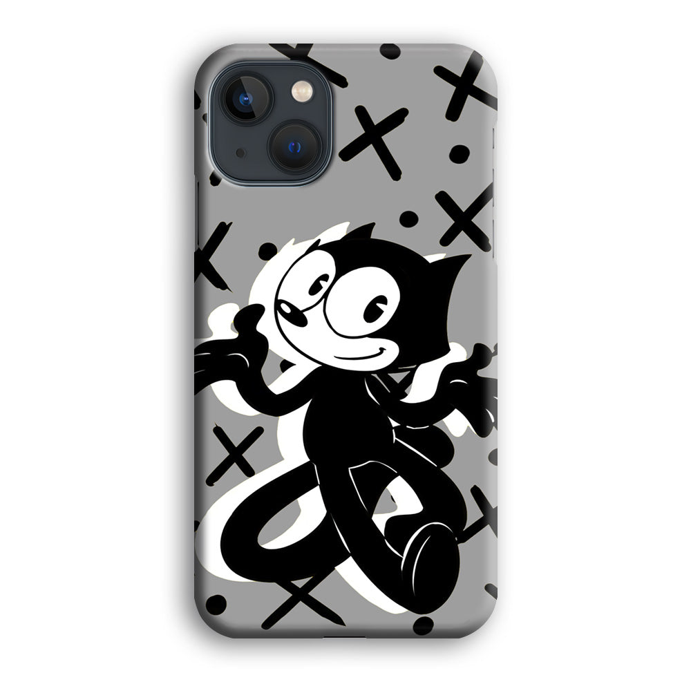 Felix The Cat Pattern In Grey iPhone 13 Case